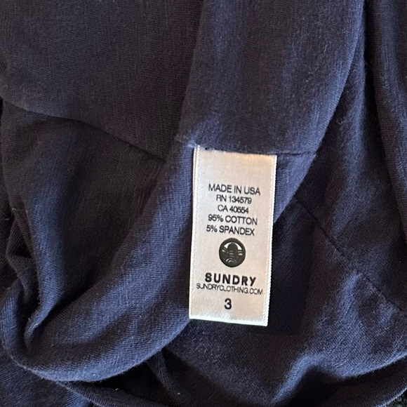 Sundry Anthropologie Ruched Racerback Navy Blue Tank Cotton Mini Dress Sz 3 (L) - Picture 10 of 11